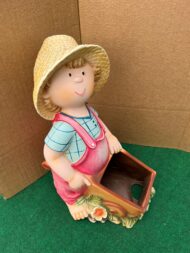 Casal de Agricultores Decorativo com Carrinho-Vaso - Imagem 7