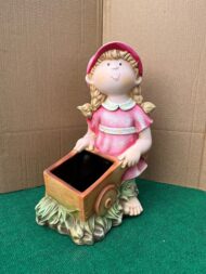 Casal de Agricultores Decorativo com Carrinho-Vaso - Imagem 5