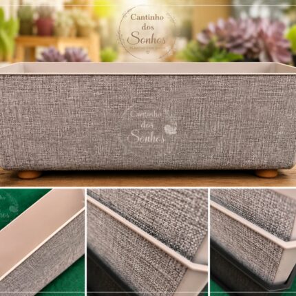 Floreira Retangular Decorativa Cinza 37 cm