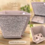 Vaso Decorativo Quadrado com Sistema de Drenagem (cinza) 18 cm