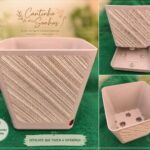 Vaso Decorativo Quadrado com Sistema de Drenagem (beje) 18 cm
