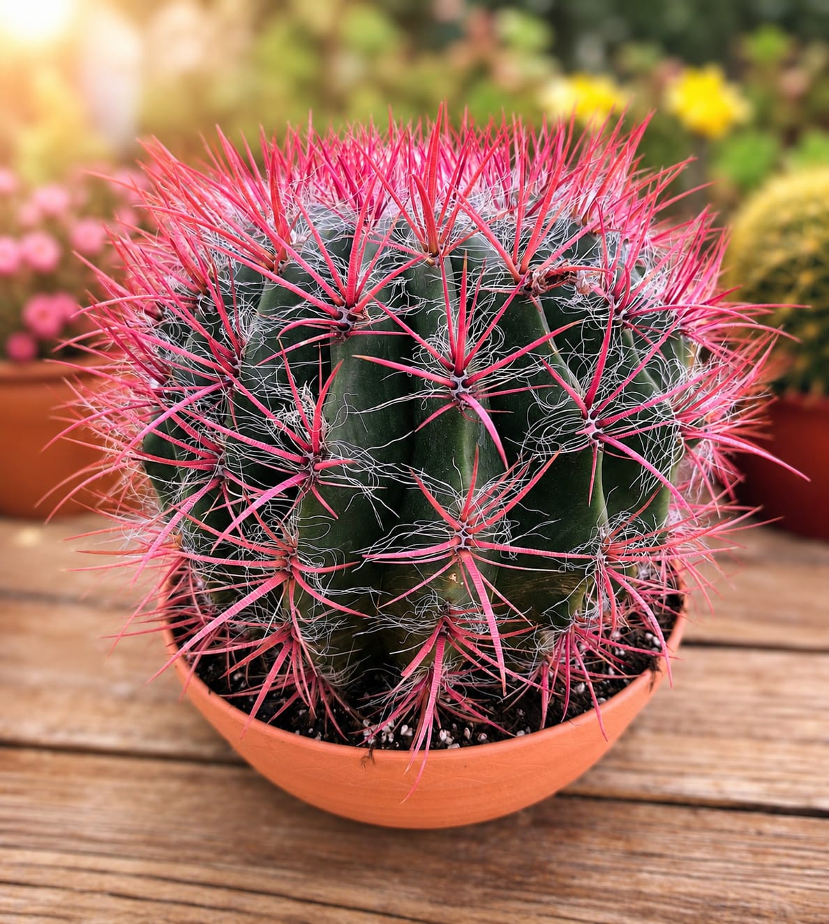 CATO VERMELHO Cato de Picos Vermelhos – Ferocactus pilosus - taça 26cm - Image 1