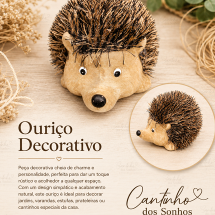 Ouriço Decorativo com Espinhos em Fibras Naturais