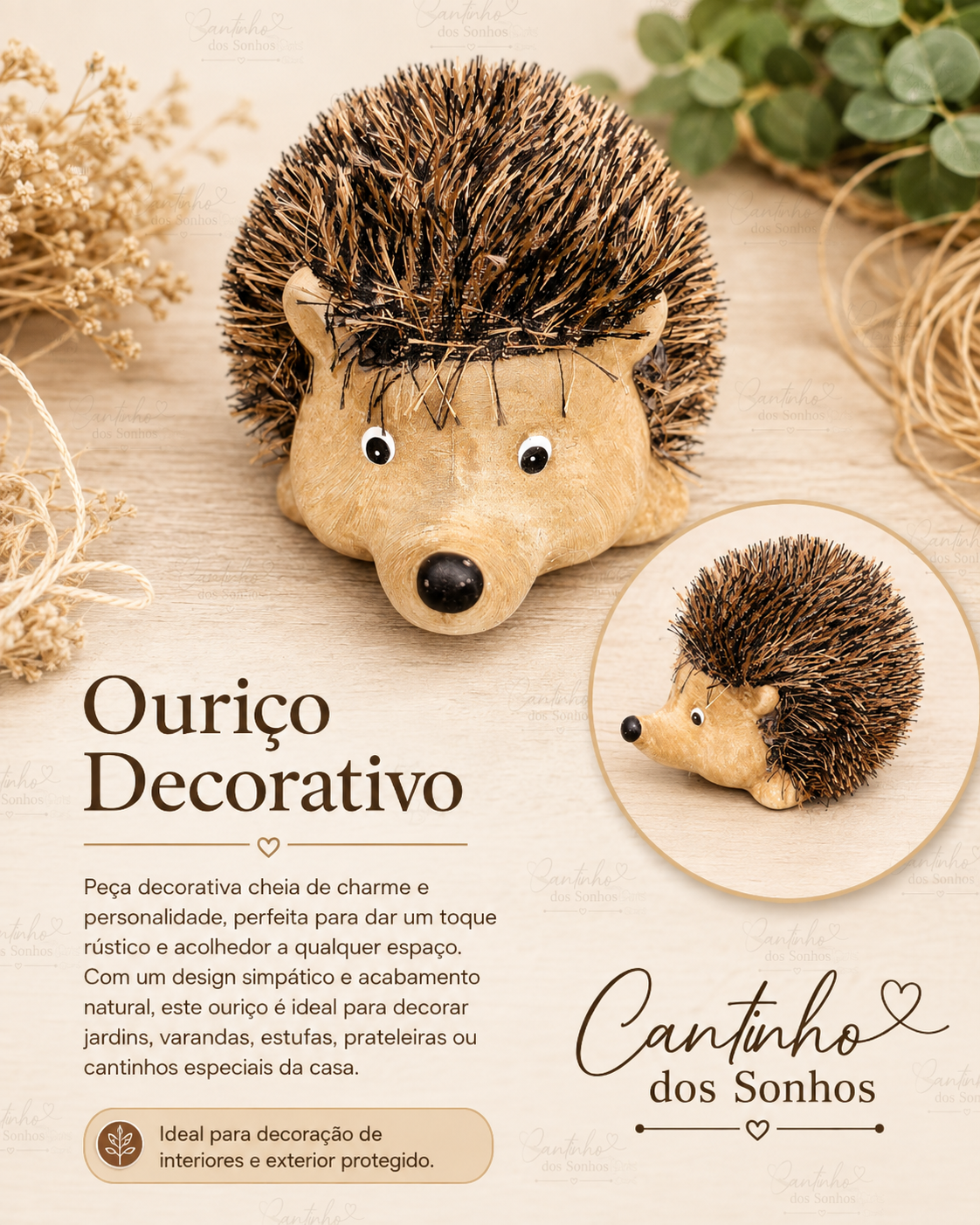 ourico decorativo Ouriço Decorativo com Espinhos em Fibras Naturais - Image 1