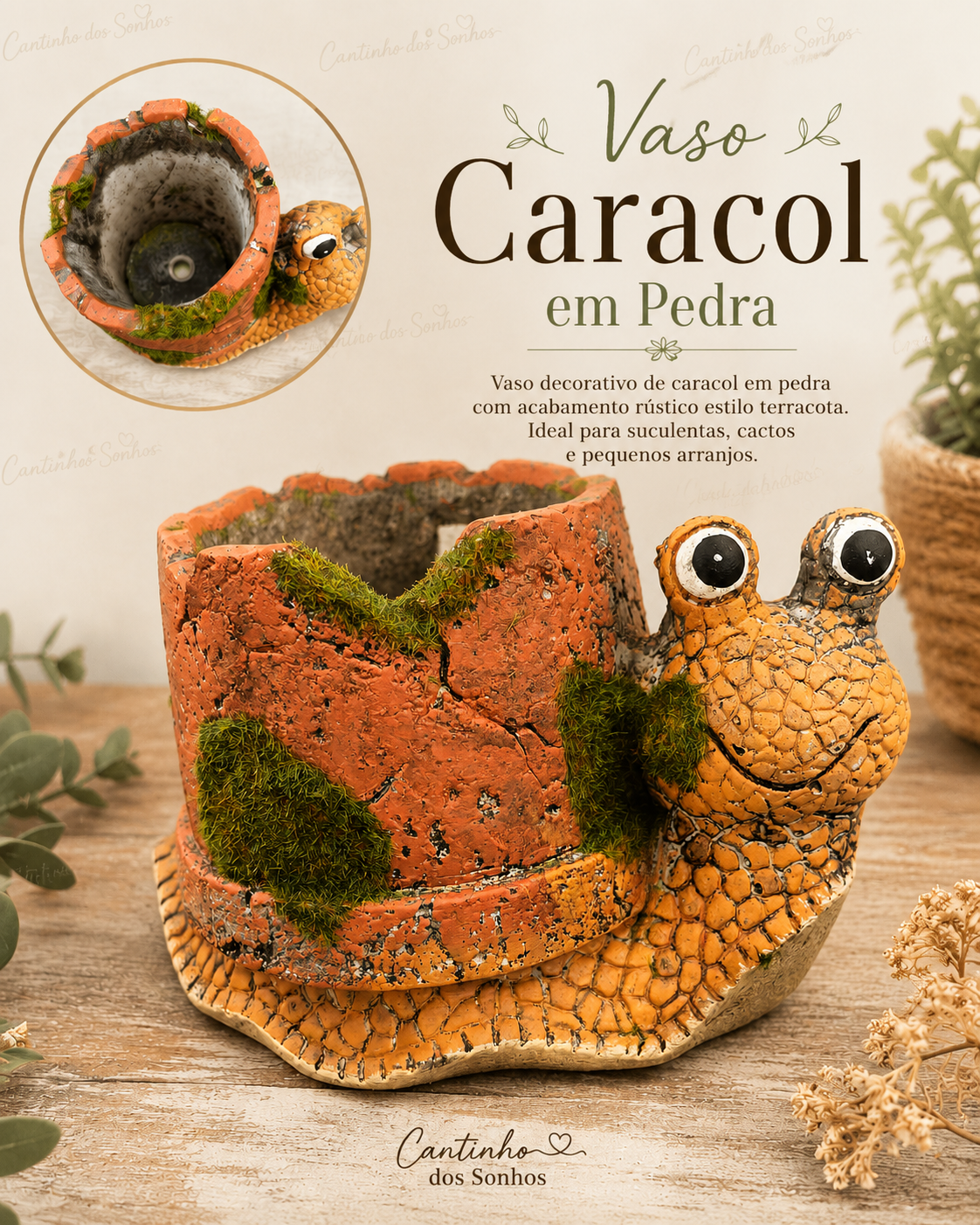 vaso caracol Vaso Decorativo Caracol em Pedra - Image 1