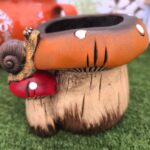 Vaso Decorativo Cogumelo com Caracol em Pedra