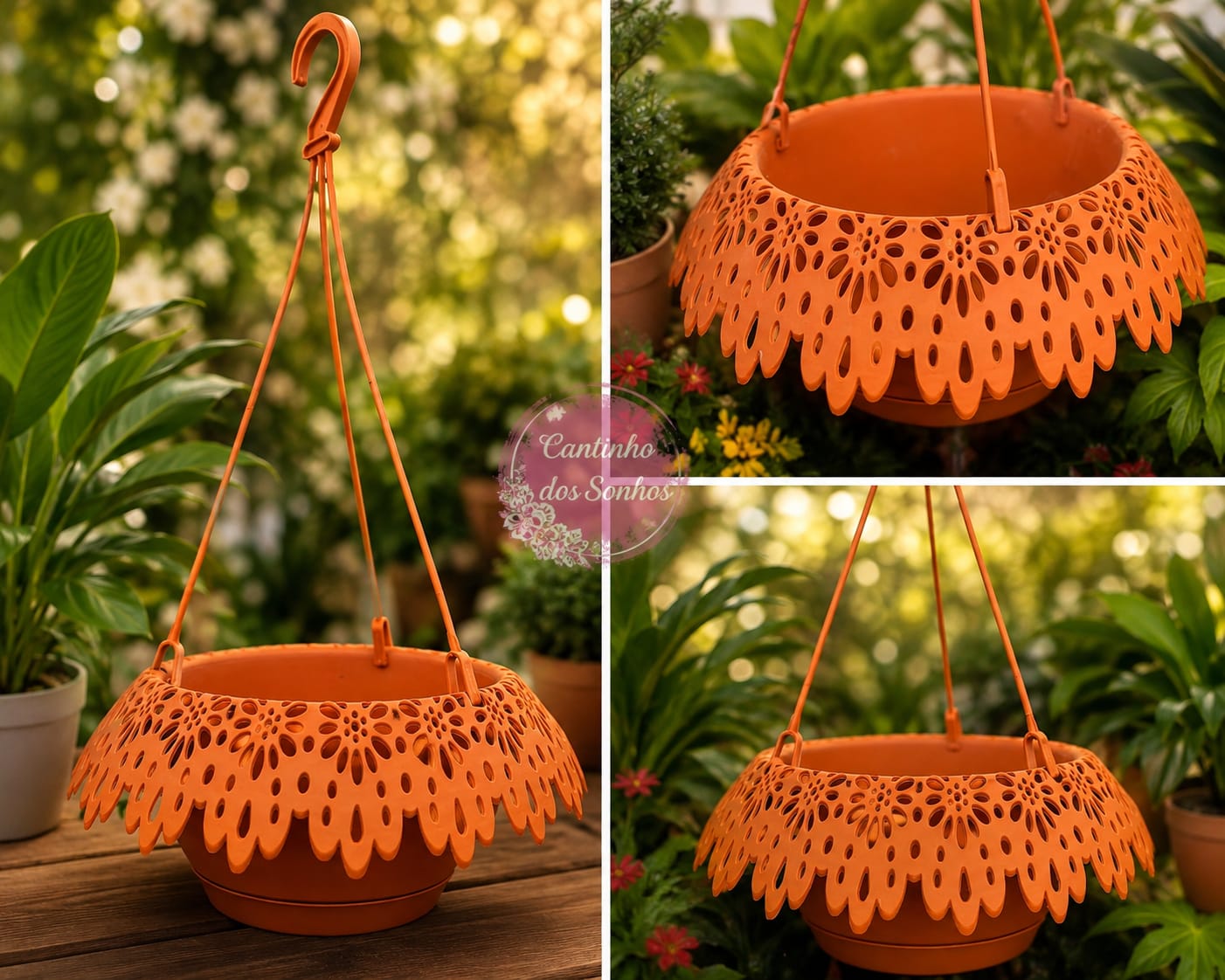 vaso de suspensao (Rendado) Floreira de Suspensão Rendilhada Terracota 22 cm - Image 1