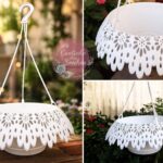 Floreira Branca de Suspensão Rendilhada 22 cm
