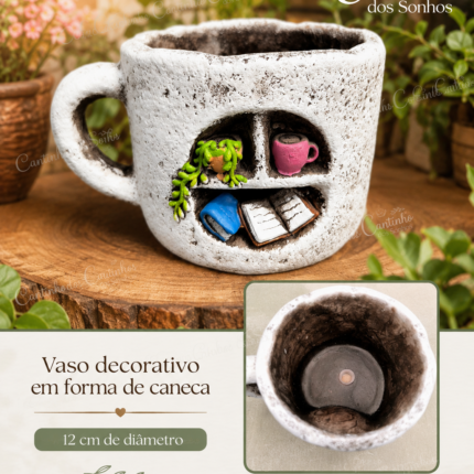 Vaso Decorativo em Forma de Caneca em Pedra – 12 cm